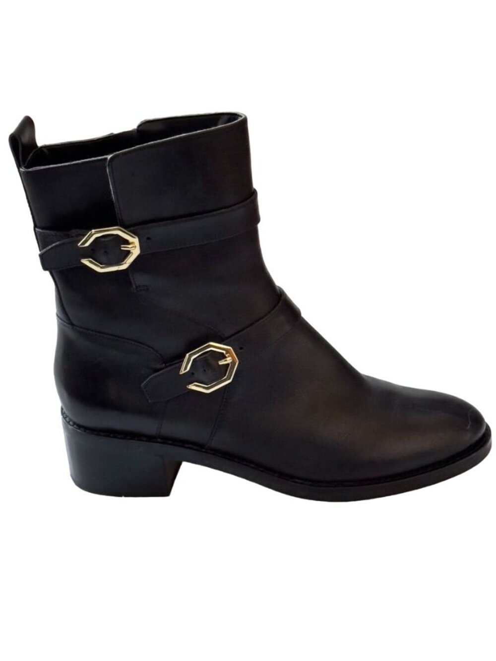 COLE HAAN Women's Leather Ankle Boots Black Side Buckles Size 8.5 - Picture 6 of 12